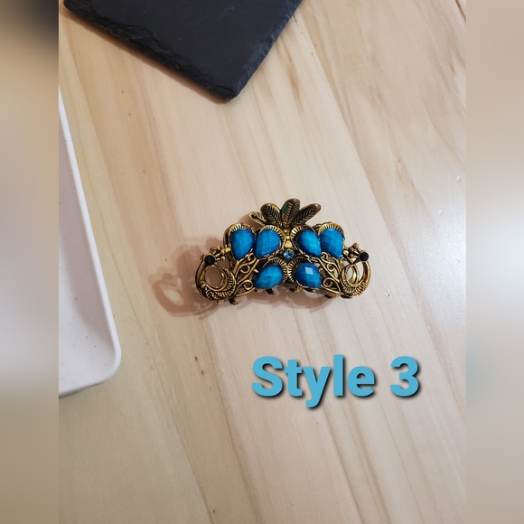 Blue Retro Style Fashion Hair Clips Hair Claws 4 Styles To Choose From - Picture 5 of 9